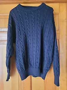 Paul & Shark Men's M Cable Knit Sweater Yachting Bretagne Jumper Wool Navy Crew - Picture 1 of 5