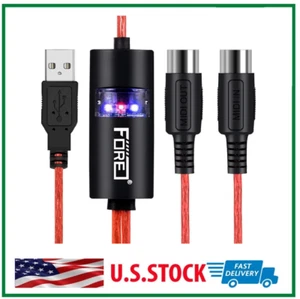6.5Ft FORE MIDI to USB Interface MIDI Cable Adapter with Input&Output Connecting - Picture 1 of 7