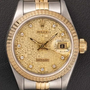 Rolex Datejust 69173 Fluted Bezel Watch 26mm Two-Tone Jubilee Champagne Dial - Picture 1 of 9