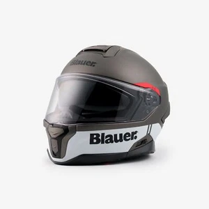 casco moto integrale doppia visiera BLAUER in fibra grigio bianco omologato - Bild 1 von 4