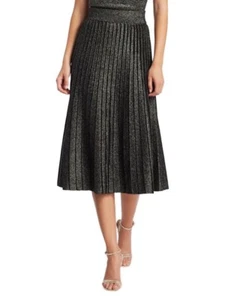 NWT $295 Elie Tahari Lurex Knit Metallic Midi Skirt Black XS - Picture 1 of 6