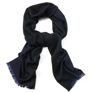 Van Heusen einfarbig & Gingham schwarz & marineblau karierter Herrenschal, 11,5 "x72", kostenloser Versand - Bild 1 von 1