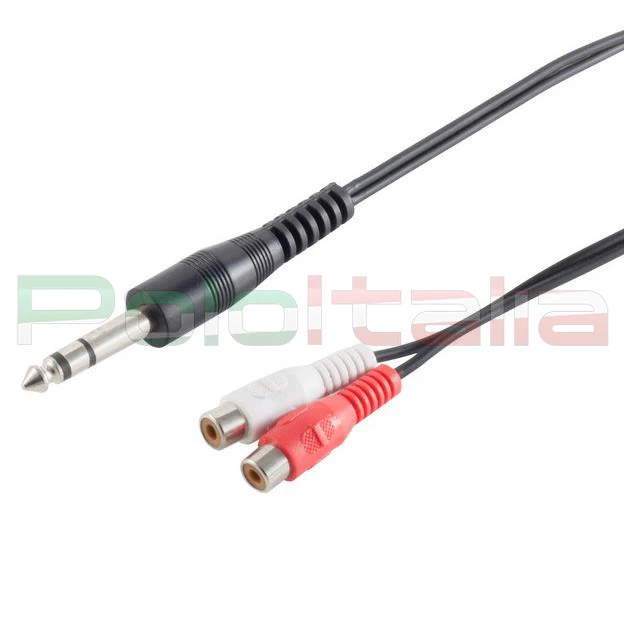POLOITALIA Cavo 0,20m audio da JACK 6,3mm maschio a 2 RCA femmina Y adattatore 6.35 stereo