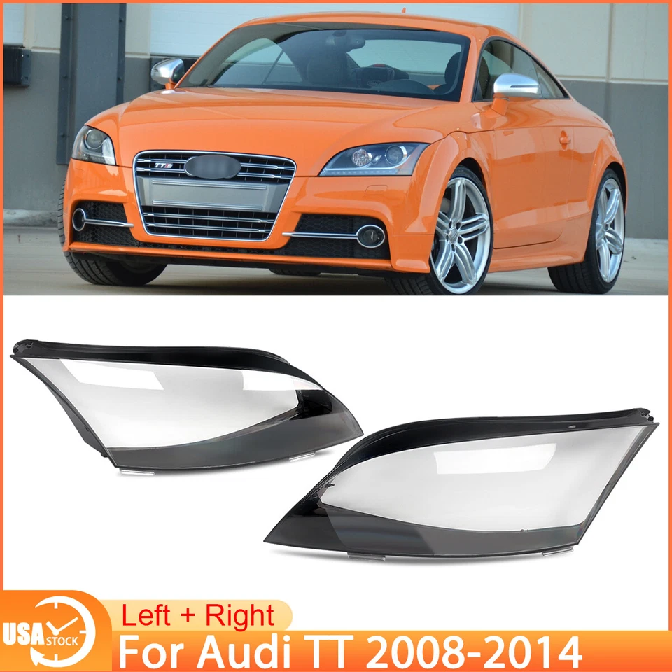 Pair Headlight Clear Lens Cover Shell Housing For Audi TT Roadster 2008-2014 - Image 1 of 4