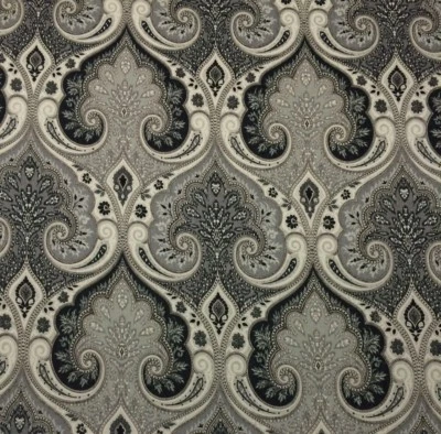 KRAVET LATIKA SHADOW GRAY BLACK DAMASK 100% LINEN MULTIPURPOSE FABRIC BTY 54"W - Image 1 of 4