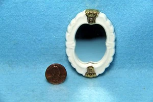 Dollhouse Miniature Porcelain Oval Wall Mirror with Gold CL01215 - Picture 1 of 1