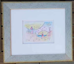 PETER MAX SJS Celestial Sunrise Unique mixed Media drawing HAND SIGNED framed - Picture 1 of 4