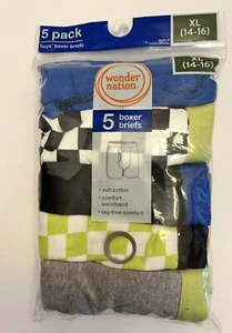 Wonder Nation Boys Cotton Boxer Brief Underwear 5-Pack Size XL 14-16 - Picture 1 of 4