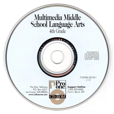 Middle School Language Arts 4th Grade CD-ROM for Windows - NEW CD in SLEEVE - Image 1 of 3