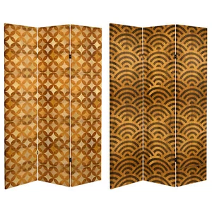 6 ft. Tall Double Sided Japanese Wood Pattern Canvas Room Divider - Picture 1 of 6
