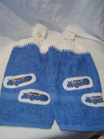Orlando Magic Set of 2 Handmade Crochet Kitchen Fridge Golf Bar Hand Towels NEW Cover