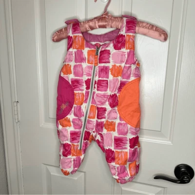 Vintage Obermeyer Pink Orange Tie Dye Bib Snow Ski Pants Sz 0-6M Colorado Winter - Image 1 of 4