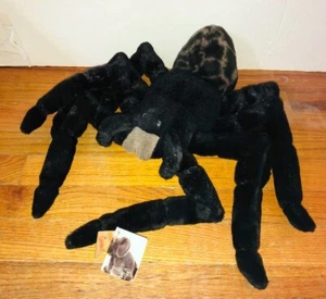 Large Sigikid Black Spider Plush Stuffed Animal Vintage Rare Retired German NWT - Picture 1 of 2