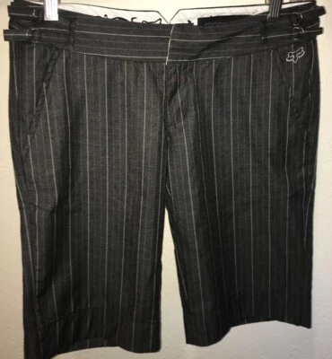 Bermudas largas para caminar Fox Racing para niñas gris carbón rayas talla 0 Foto 1 de 4
