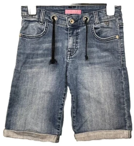 Guess Teens Girls Sz 12 Blue Denim Shorts Front Zip/Button Closure Pockets Logo - Picture 1 of 8