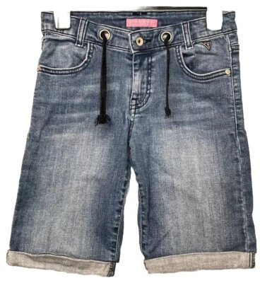 Guess Teens Girls Sz 12 Blue Denim Shorts Front Zip/Button Closure Pockets Logo - Image 1 of 4