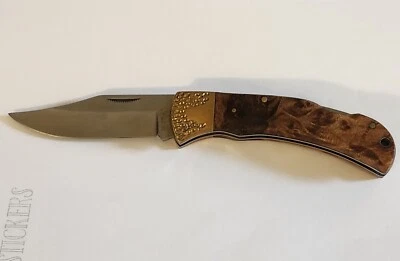 Marbles Large Burl Wood Lockback 4 1/2" Pocket Knife MR562 Blade Never Used Foto 1 de 4