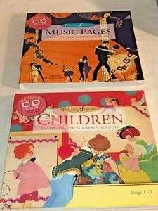 2 INSTANT MEMORIES READY TO USE SCRAPBOOK PAGES BOOKS, VINTAGE MUSIC & CHILDREN - Imagen 1 de 4
