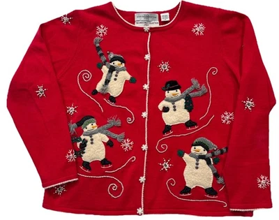 VTG Marisa Christina 2002 3D Ugly Christmas Cardigan/Grandma/Cottagecore/ SzM  - Image 1 of 4