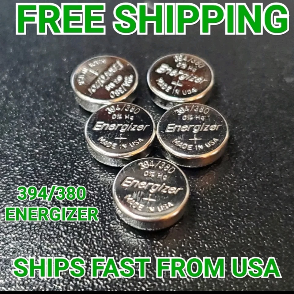 5 Count Energizer 394/380 Battery. 1.55v Silver Oxide. New. 5 Batteries. USA. - Image 1 of 1