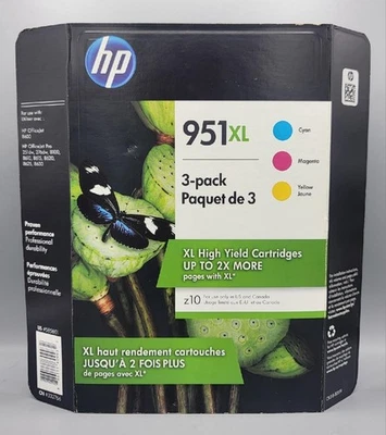 Paquete de 3 cartuchos de tinta de color genuino HP 951XL amarillo cian magenta caducidad 05/20 NUEVO Foto 1 de 2