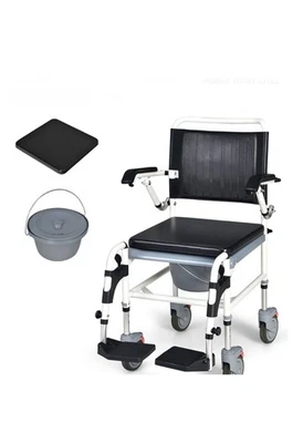 Giantex 4-in-1 Bedside Commode Shower Wheelchair, Commode Chair - Image 1 of 4