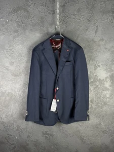 Linea Sartoriale Herren Blazer dunkelblau Kaschmir halb gefüttert aufgesetzte Taschen - Bild 1 von 12