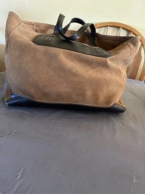 Zara Unisex Shopping Tote Messenger Bag Used Suede Brown Camel Shoulder - Image 1 of 4