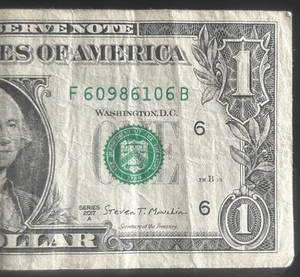 (FLIPPER!) $1 Flipper Fancy Serial Number F60986106B Series 2017A - Picture 1 of 4