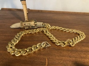Vintage Accessocraft NYC goldfarben 26" Kettengürtel klobige Gürtelschnalle - Bild 1 von 8