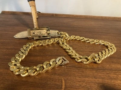 "Cinturón de cadena grueso vintage Accessocraft NYC tono dorado 26"" hebilla de cinturón" Foto 1 de 4