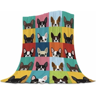 Boston Terrier Puppies Throw Blanket Flannel Fleece Blanket for Kids Boys Girls - Image 1 of 4