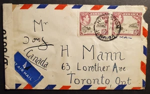 Jamaica 194? Air Mail 'Opened by Examiner' / Gibraltar Camp II to Canada - Picture 1 of 2