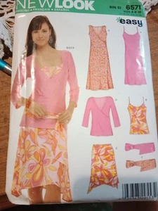New Look 6571 Sewing Pattern Womens Sz 8-18 Dresses Tops Skirt Belt Cami Uncut - Picture 1 of 12