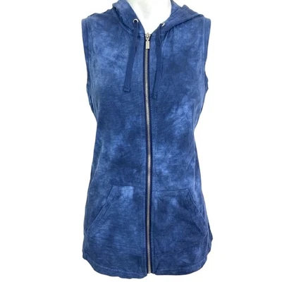 Style & Co Mujer Azul Tie Dye Cremallera Completa Sudadera con Capucha Chaleco Tejido Deporte 100% Algodón talla S Foto 1 de 4