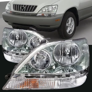Headlights Halogen Chrome Set Fits 01-2003 Fits Lexus RX300 - Picture 1 of 7