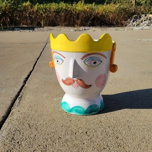 Großer 12" skurriler sizilianischer polychromer Keramik-Übertopf von La Musa Italien  - Bild 1 von 11