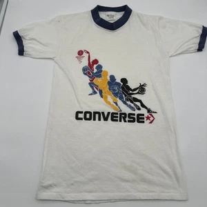 Vtg 60s Early 70s Converse Mens Ringer T-Shirt Sz S Basketball Retro Graphic - Picture 1 of 10