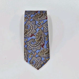 Corbata Jos A Bank Signature dorada 100 % seda amarillo azul cobre cachemira grande 31/2" - Imagen 1 de 6