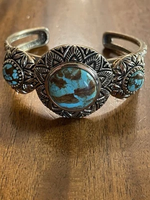 Brazalete Studio Barse 3 piedras turquesa bronce Foto 1 de 4