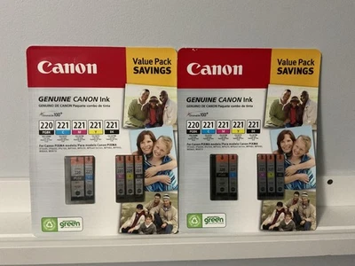 Dos cartuchos de tinta originales Canon 220/221 5 piezas PGI-220 CLI-221 PGBK/C/Y/M/BK Foto 1 de 2