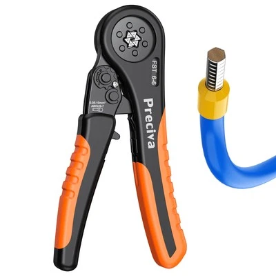 Preciva Hexagonal Ferrule Crimping Tool, Awg 28-7(0.08-10mm²) Crimper Plier Adju