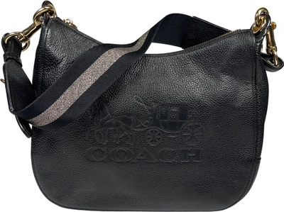 Coach Women’s Black Leather Horse and Carriage Jes Hobo Shoulder Bag Purse - Image 1 of 4