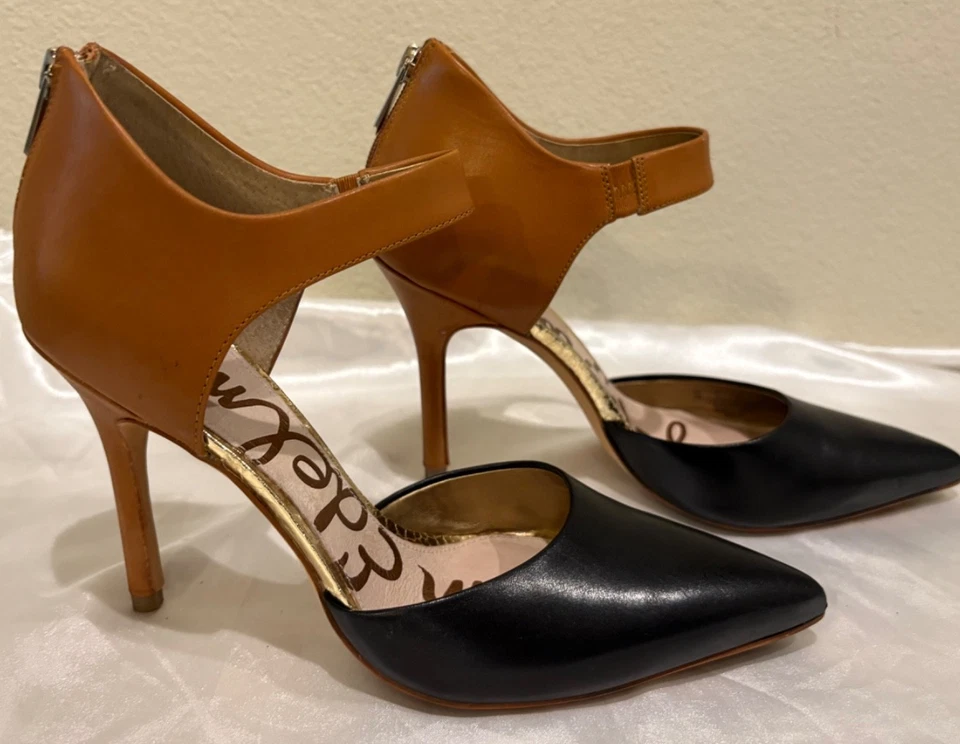 Sam Edelman Della Women's SZ 7 Black/Tan Pointed Shoe W/Back Zipper Dual Toned - Image 1 of 4