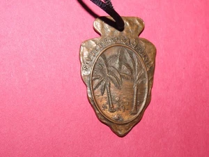 2" ARROWHEAD PALM TREES SOLID COPPER SOUVENIR OF CALIFORNIA PENDANT 1950s - Picture 1 of 2
