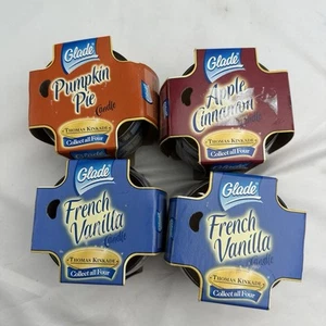 4 Glade Candles Thomas Kinkade pumpkin pie apple cinnamon French vanilla NEW - Picture 1 of 7