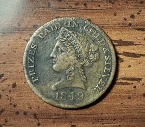 1849 Pyfer & Co Lottery Advertising Token Prizes Paid In Gold & Silver Baltimore - Picture 1 of 2