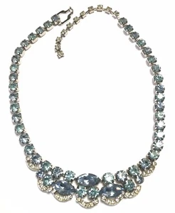 ATEMBERAUBENDE 50ER JAHRE EISENBERG SILBER HIMMELBLAU und KLAR STRASS HALSKETTE - Bild 1 von 9