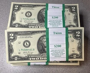 NEW 2017-A Two Dollar $2 Bill Pack of 100 notes ( SAN FRANCISCO “L”) L-B   BLOCK - Picture 1 of 7