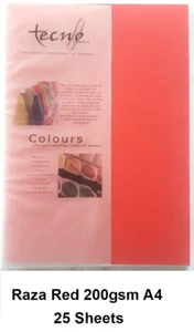 Tecno Papers RAZA RED OPTIX A4 COLOUR COPY PROJECT PAPER 200gsm 25 Sheets 46F048 - Picture 1 of 1